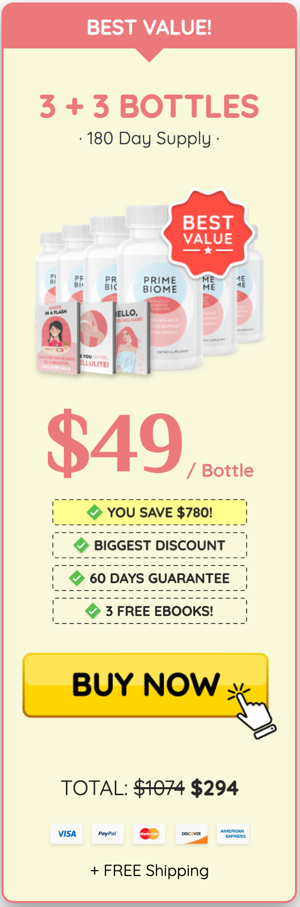 PrimeBiome Buy 6 Bottles