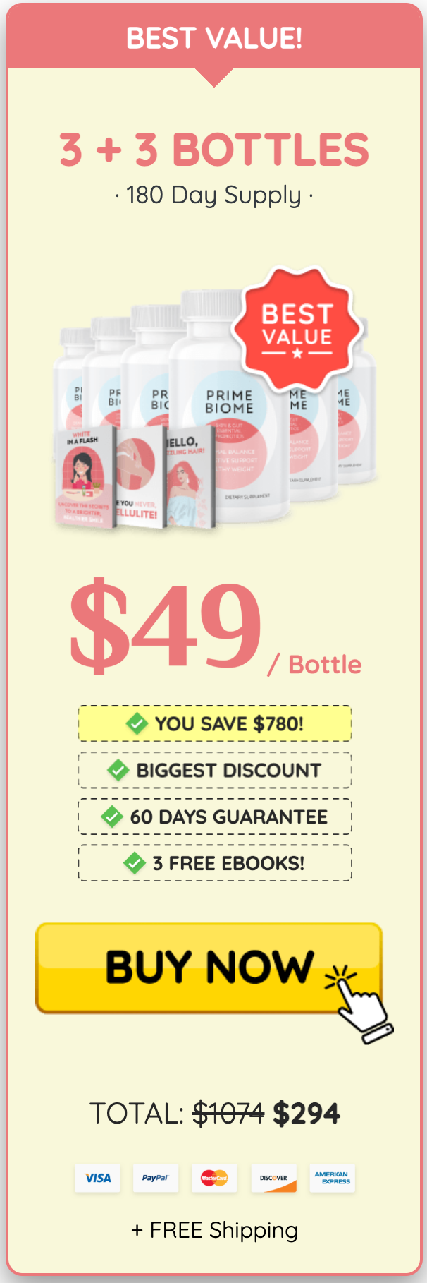 PrimeBiome Buy 6 Bottles